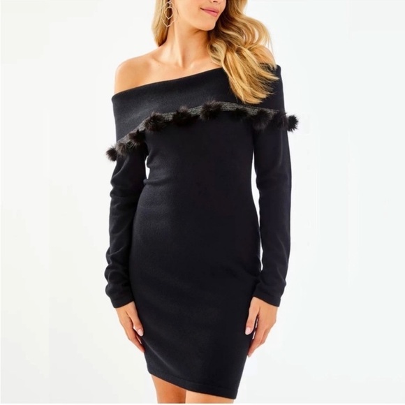 Lilly Pulitzer Dresses & Skirts - Lilly Pulitzer Black Dunham Sweater Dress XL NWT-  style 002370